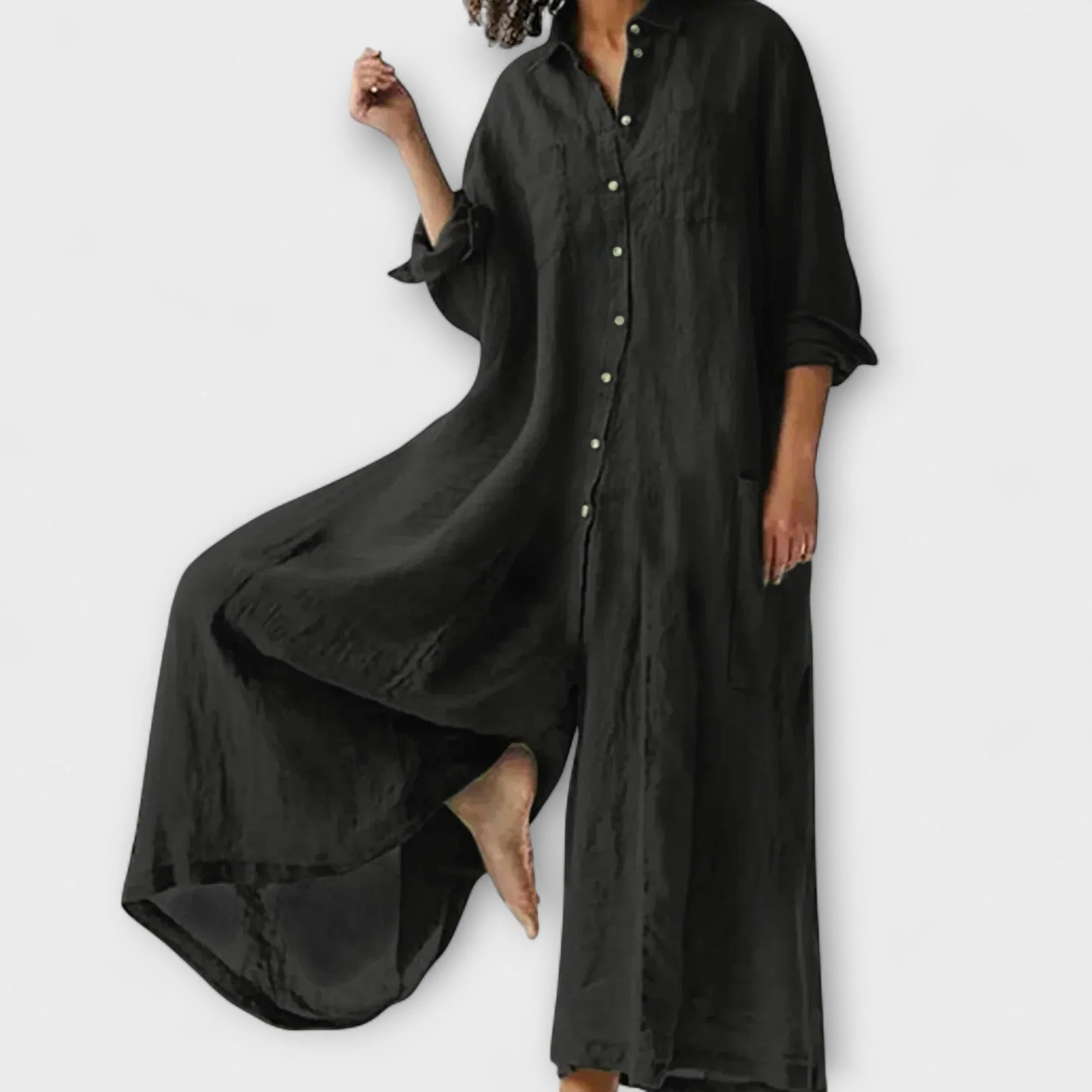 Soreya – Weiter Jumpsuit mit Hemdkragen - Image 3