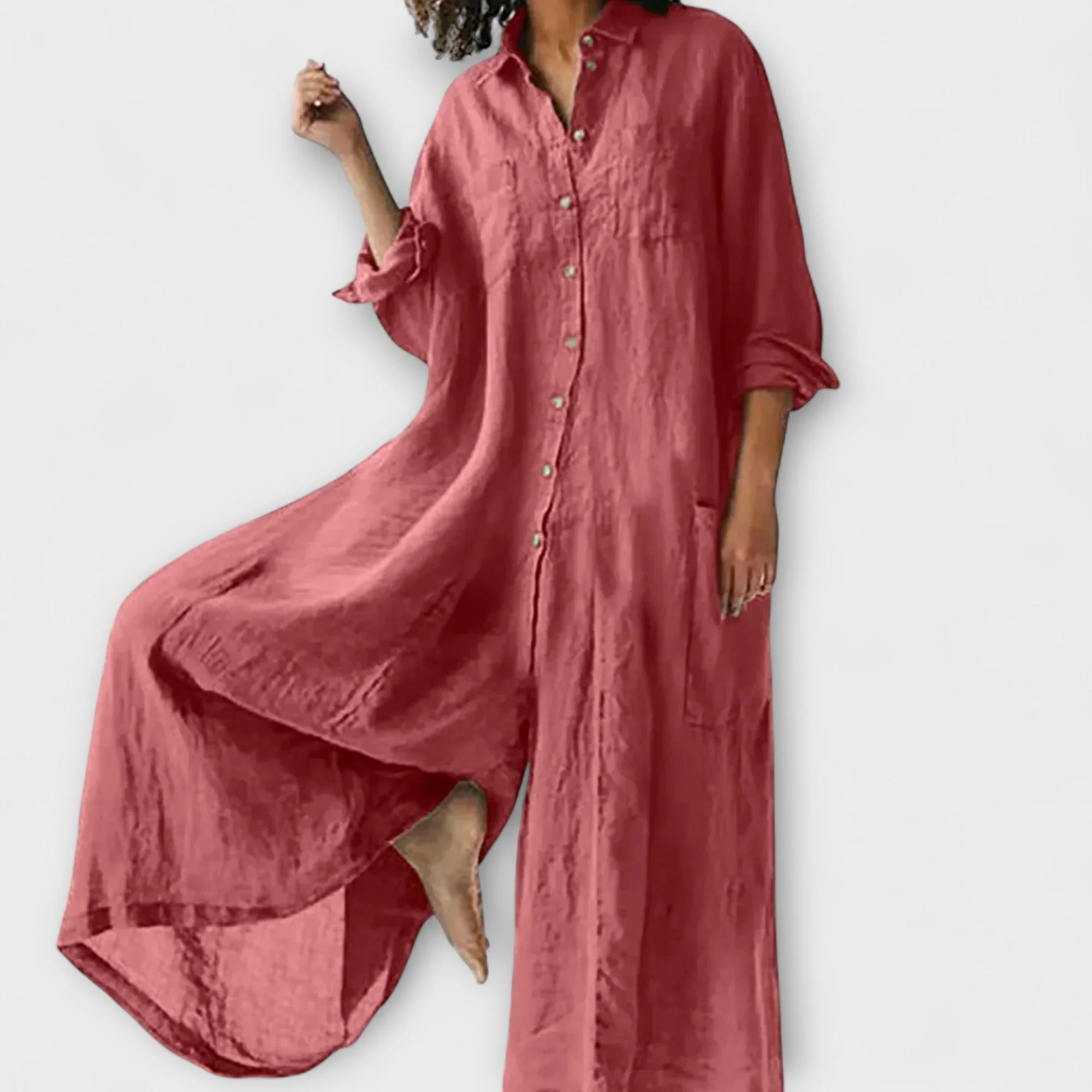 Soreya – Weiter Jumpsuit mit Hemdkragen - Image 4