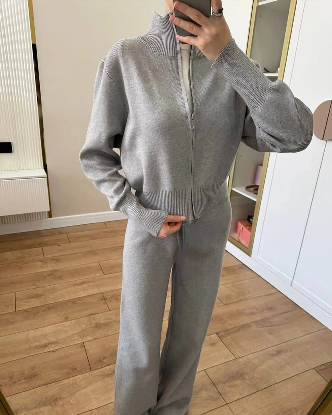 Soria | Damen Strick Set Jacke Mit Reißverschluss - Image 2