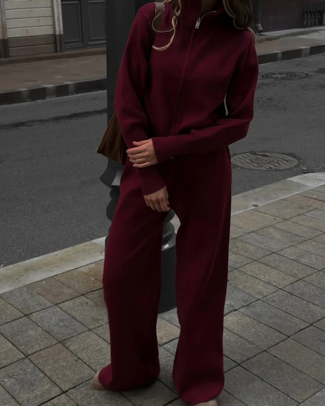 Soria | Damen Strick Set Jacke Mit Reißverschluss - Image 3