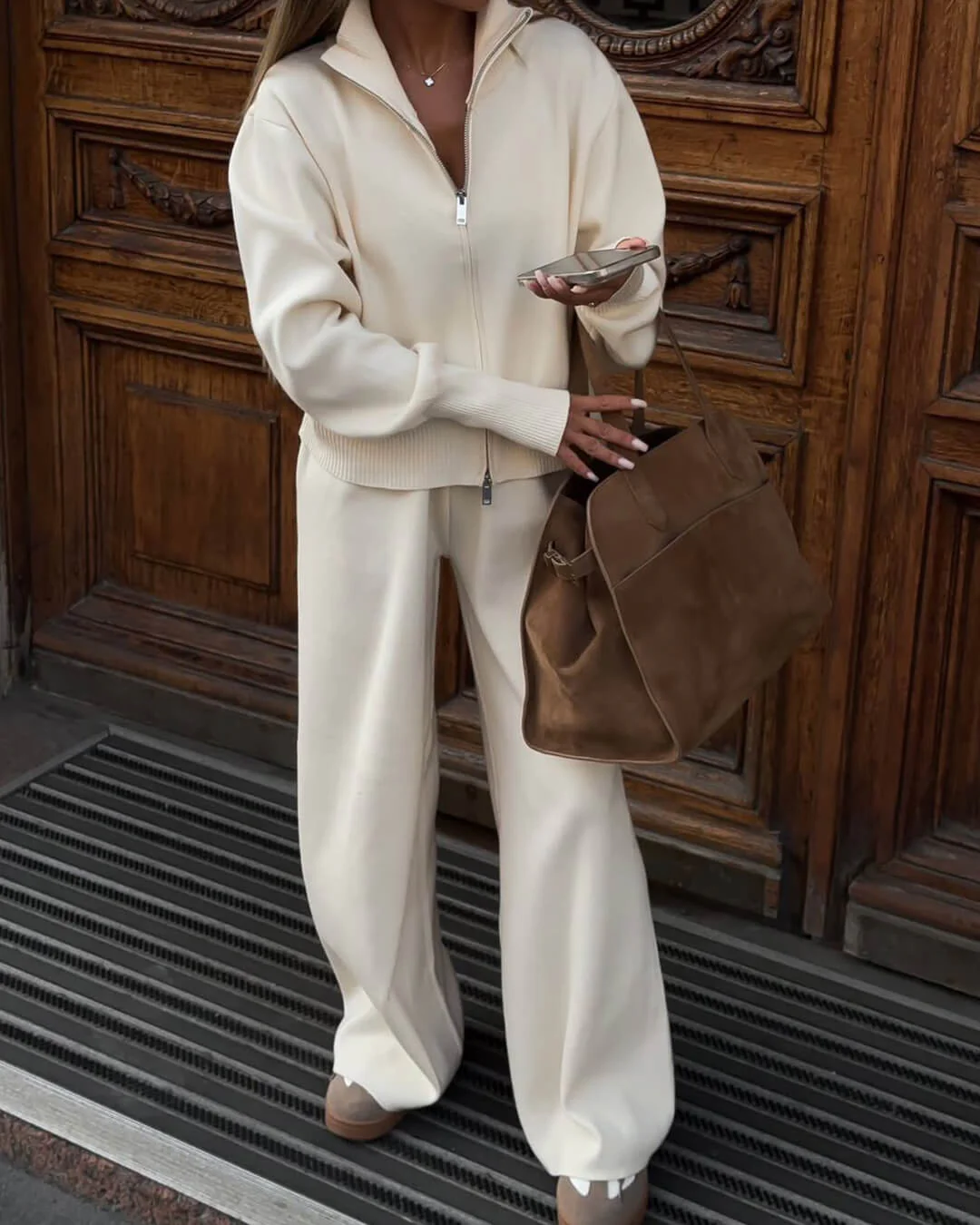 Soria | Damen Strick Set Jacke Mit Reißverschluss - Image 5
