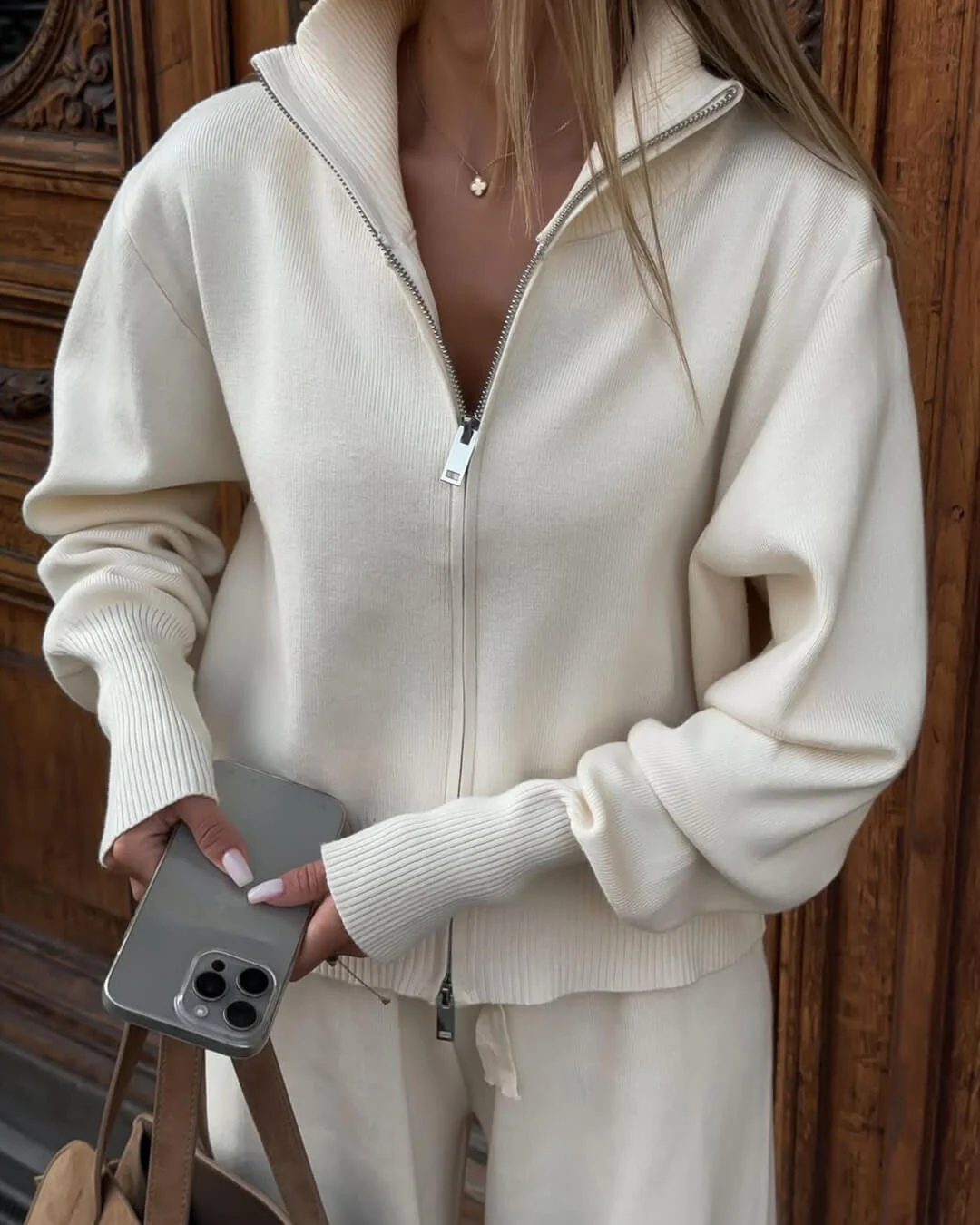 Soria | Damen Strick Set Jacke Mit Reißverschluss - Image 7