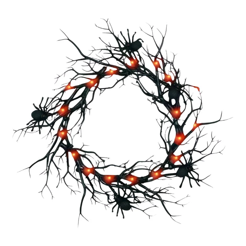 SpiderSpook LED Halloweenkranz – Vampir‑ & Spinnen‑Dekoration für Türen & Fenster - Image 3
