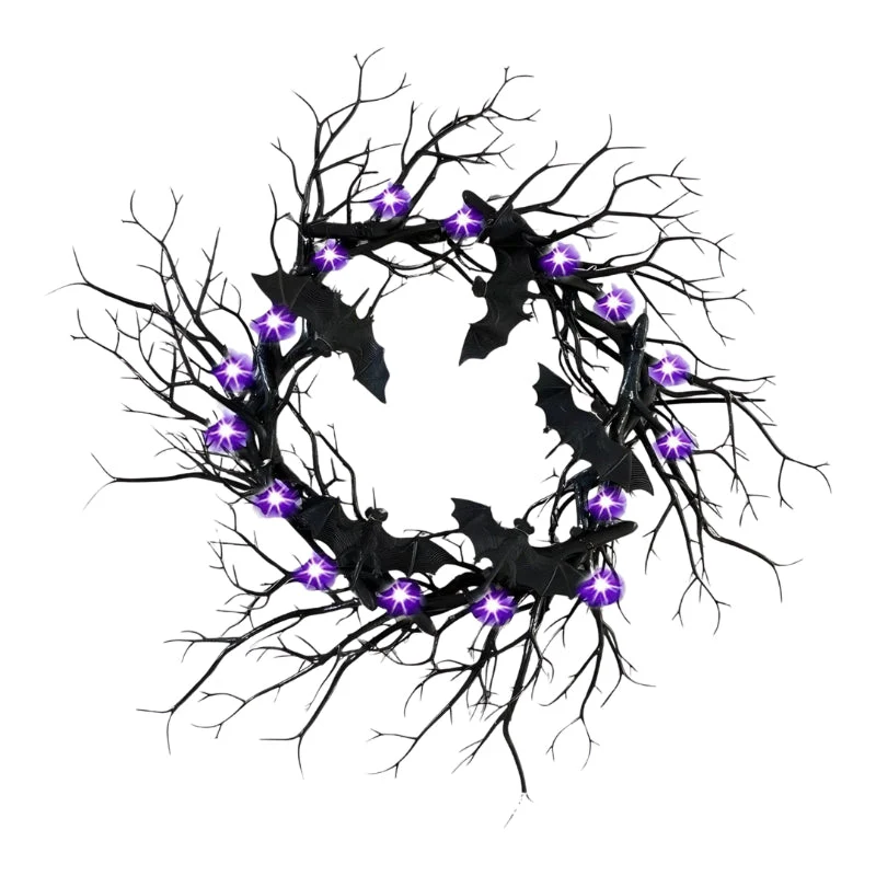 SpiderSpook LED Halloweenkranz – Vampir‑ & Spinnen‑Dekoration für Türen & Fenster - Image 4