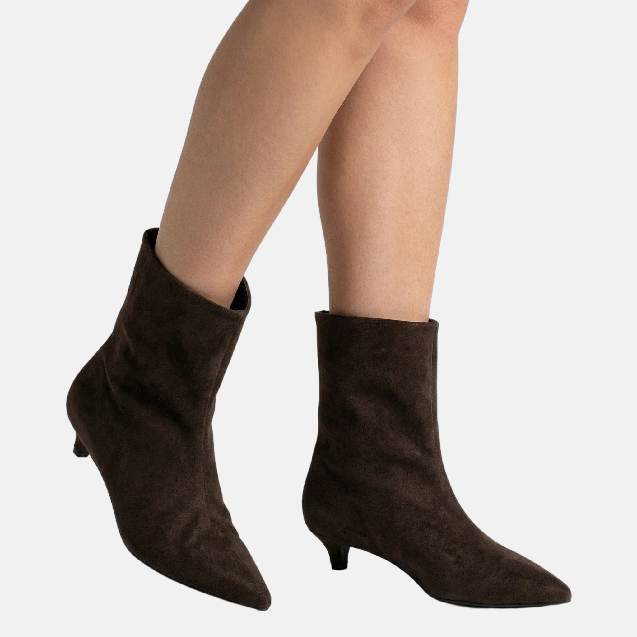 Hannelore | Damen Spitze Wildleder-Stiefeletten Kitten-Absatz – Kitten Heel Stiefeletten - Image 2