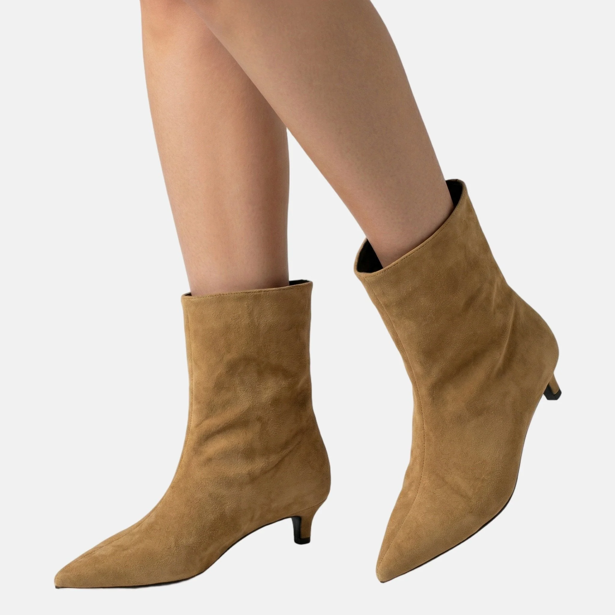 Hannelore | Damen Spitze Wildleder-Stiefeletten Kitten-Absatz – Kitten Heel Stiefeletten - Image 3