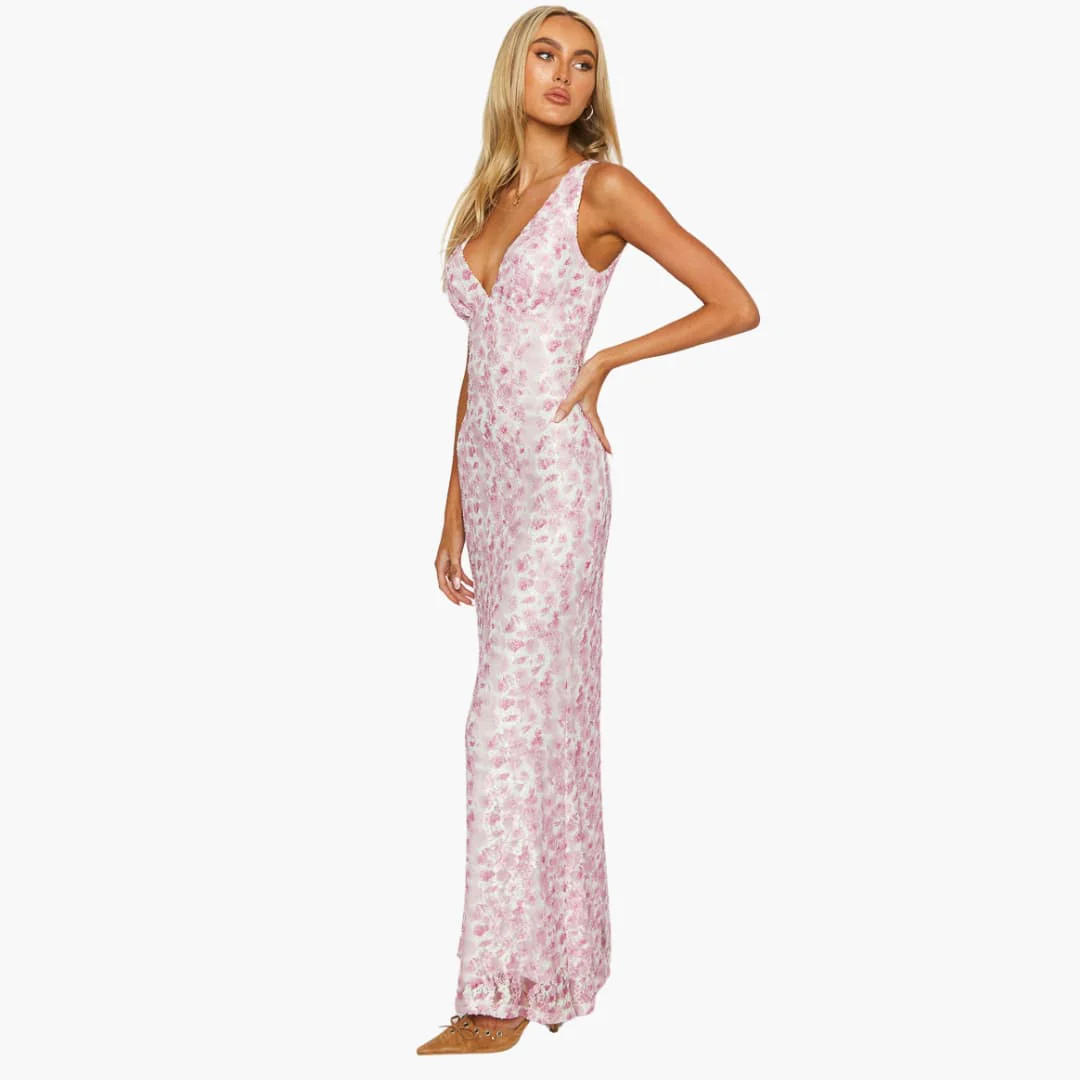 Spitzen-Maxikleid - Damen Stil mit V-Ausschnitt und Eleganz - Image 11