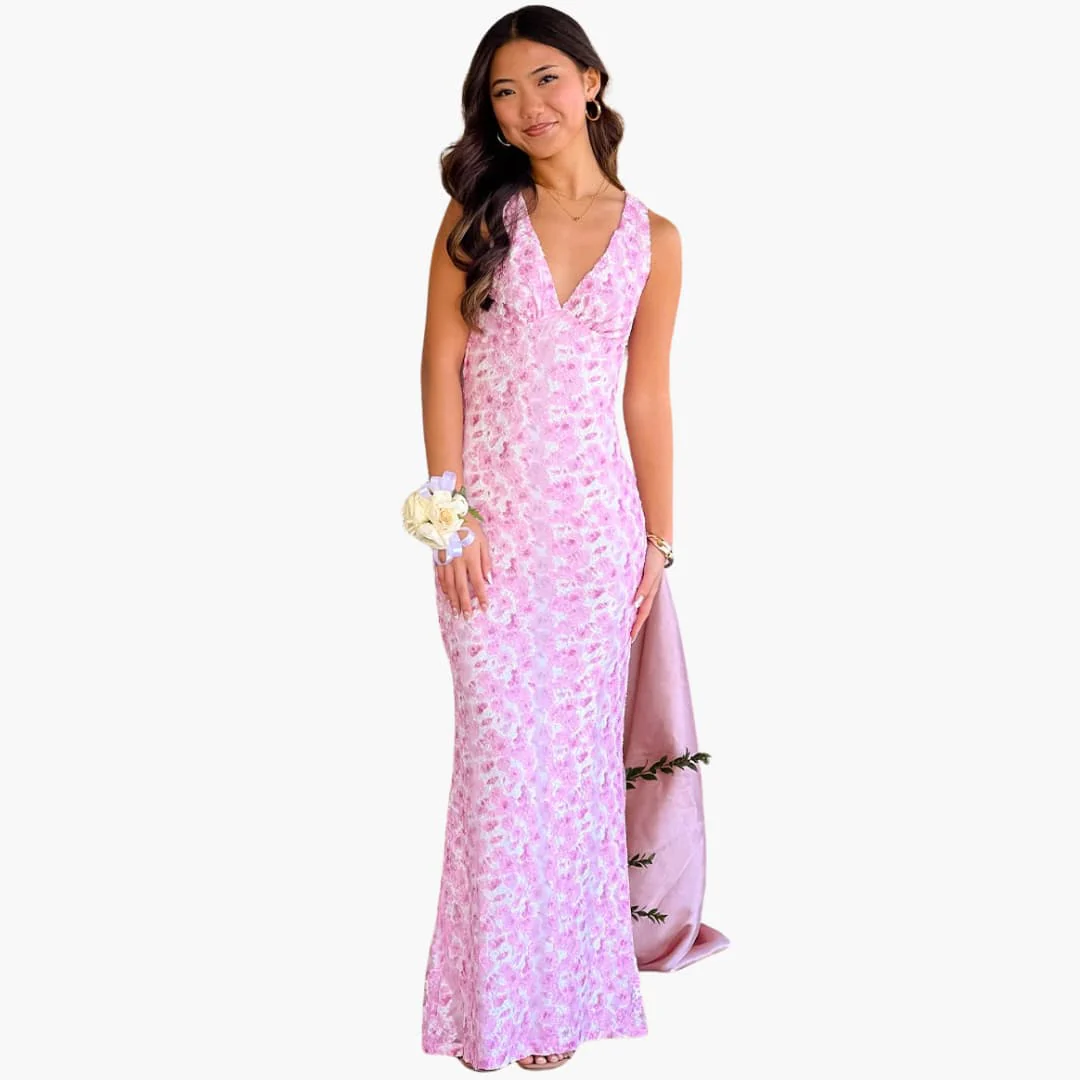 Spitzen-Maxikleid - Damen Stil mit V-Ausschnitt und Eleganz - Image 2