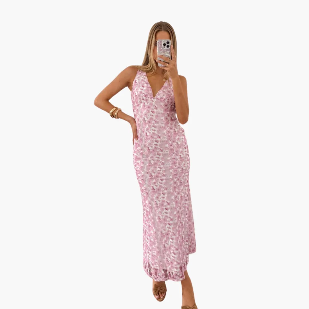 Spitzen-Maxikleid - Damen Stil mit V-Ausschnitt und Eleganz - Image 20