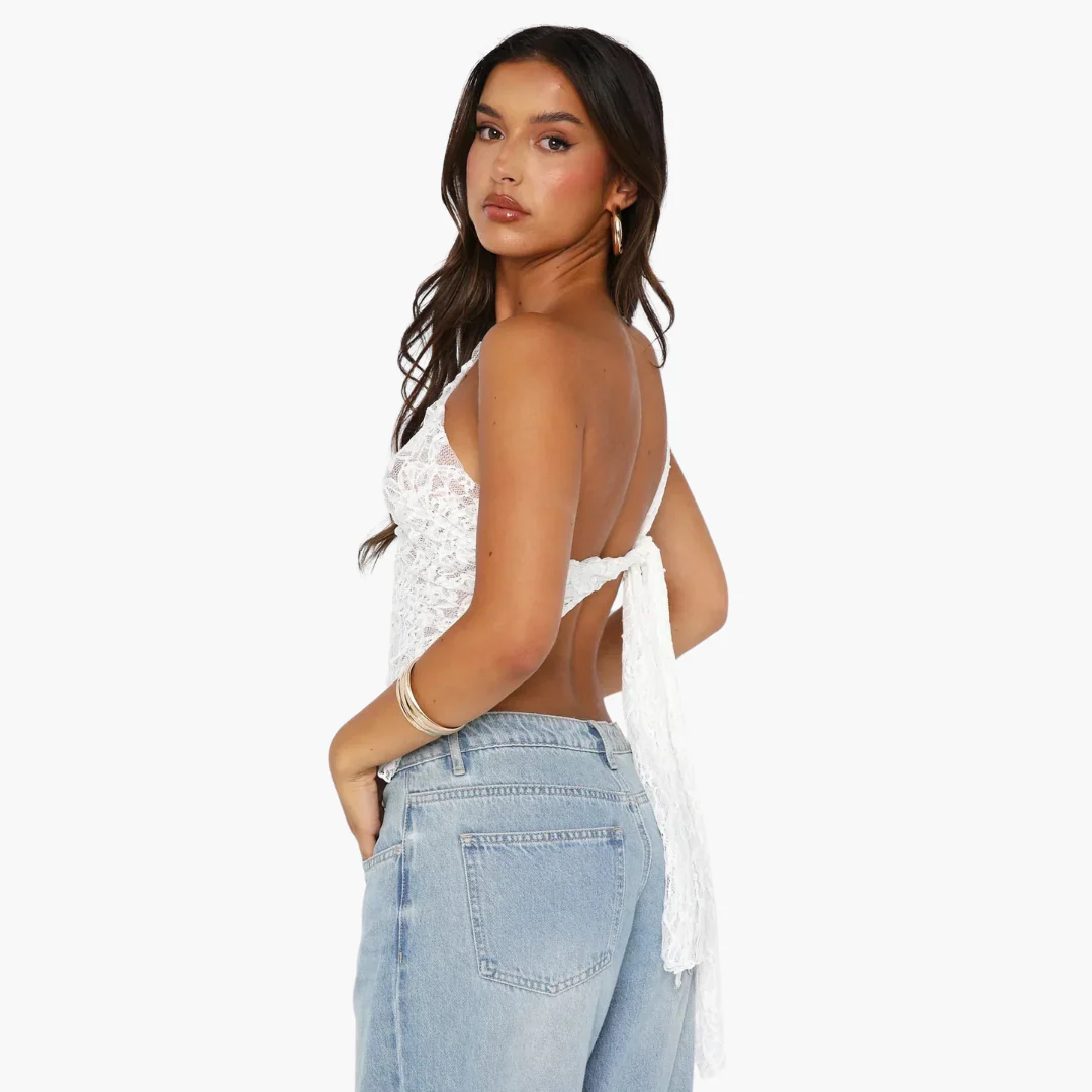 Spitzen One Shoulder Top für Damen – Asymmetrischer Trendlook - Image 5