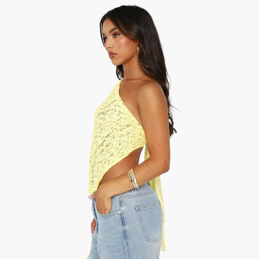Spitzen One Shoulder Top für Damen – Asymmetrischer Trendlook - Image 6