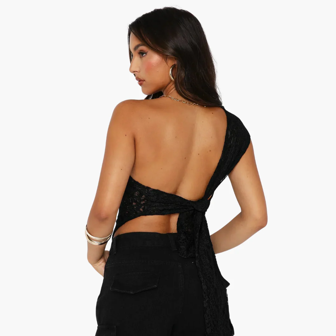 Spitzen One Shoulder Top für Damen – Asymmetrischer Trendlook - Image 7