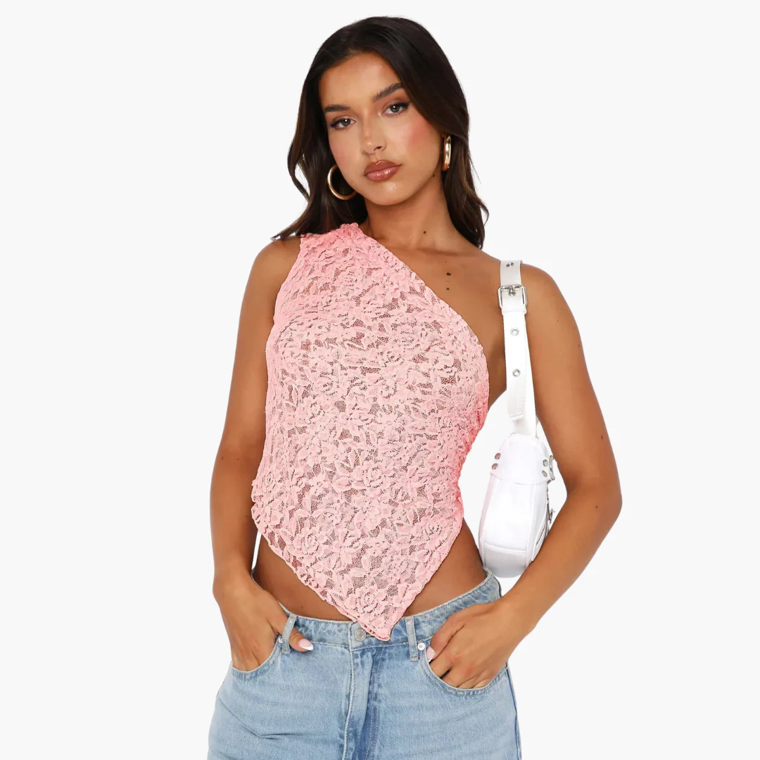 Spitzen One Shoulder Top für Damen – Asymmetrischer Trendlook - Image 8