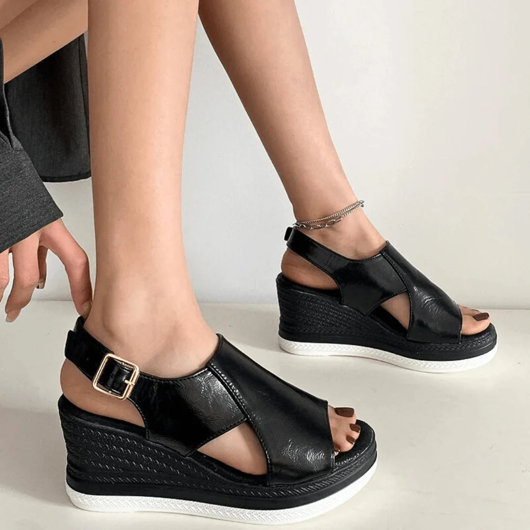 Stefanie | Damen Metallische Plattform Komfort Sandalen - Image 2