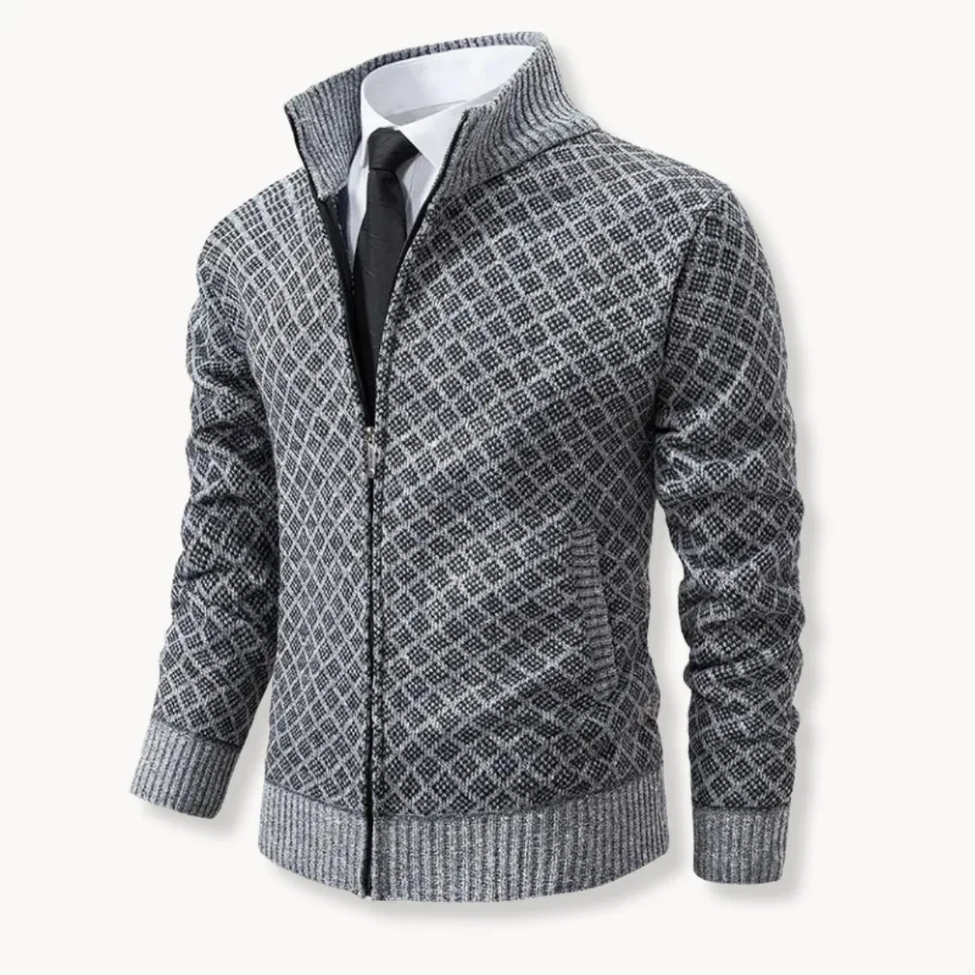 Stehkragen-Strickjacke mit Reißverschluss für Herren - Image 2