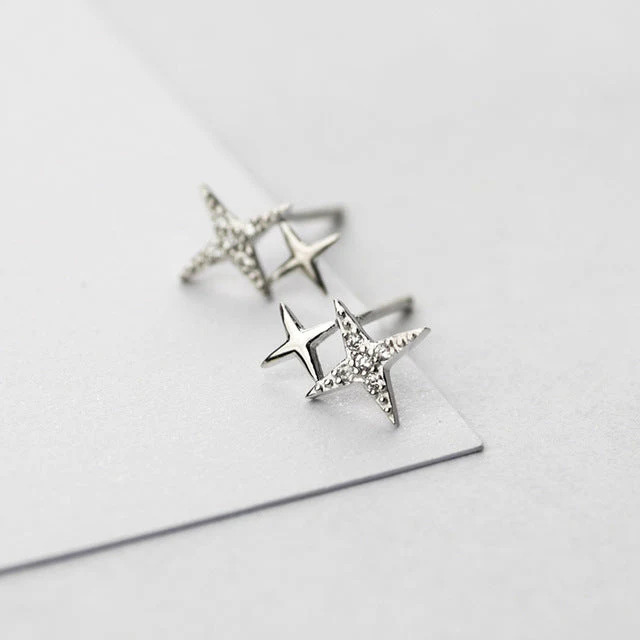 Stern-Ohrstecker mit Zirkonia in Gold - Image 4