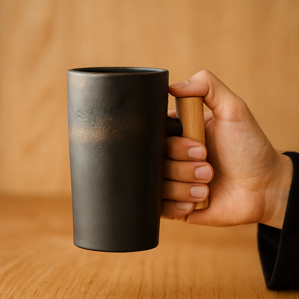 StillSip – Japanisch-inspirierter erdohfarbener Becher mit handgefertigtem Look - Image 4