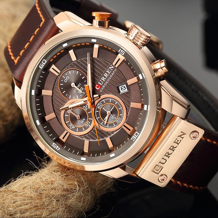 Stilvolle Quarzuhr mit Lederarmband - Image 2