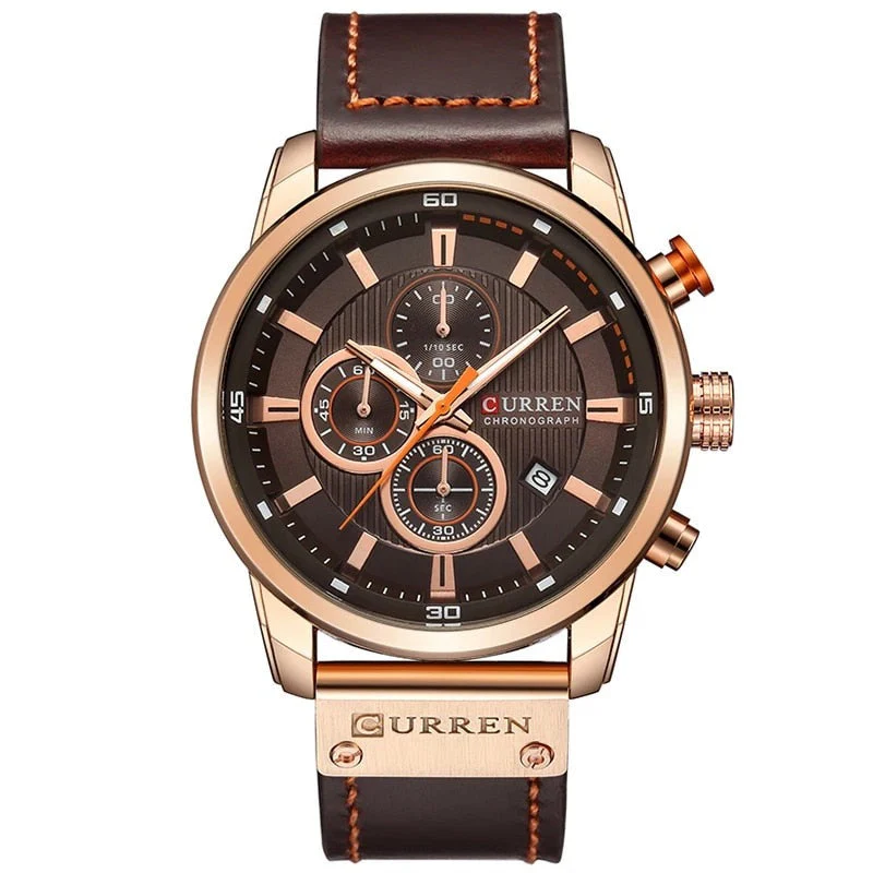 Stilvolle Quarzuhr mit Lederarmband - Image 4