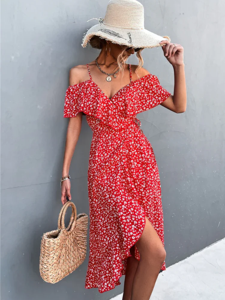 Stilvolles geblümtes Sommerkleid für Damen | Midi - Image 4