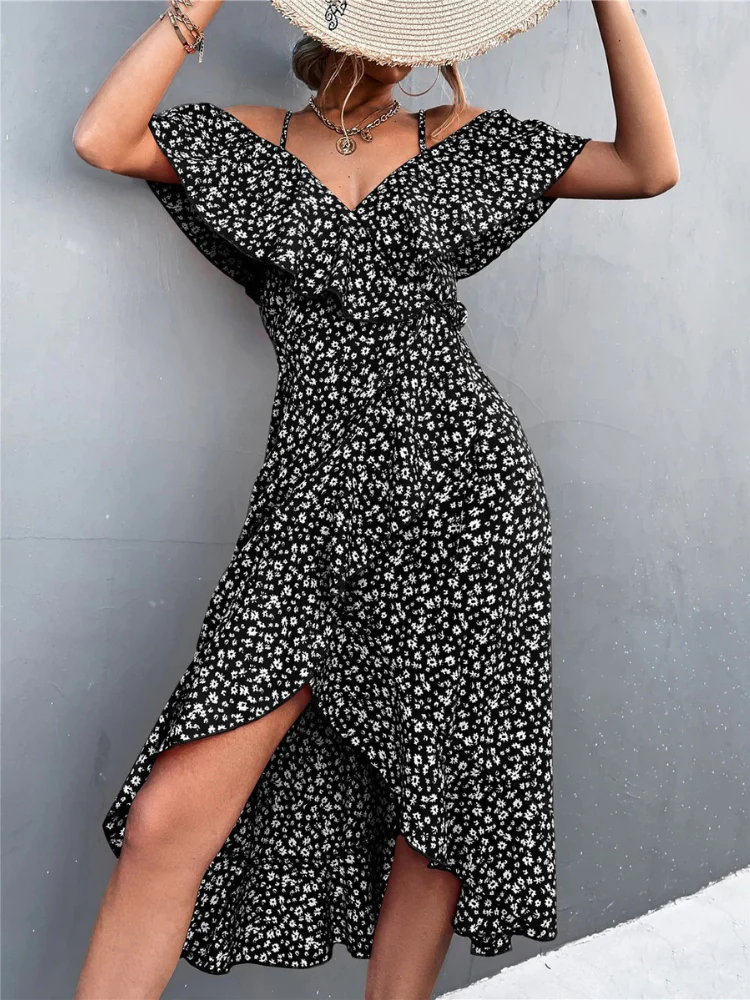 Stilvolles geblümtes Sommerkleid für Damen | Midi - Image 6