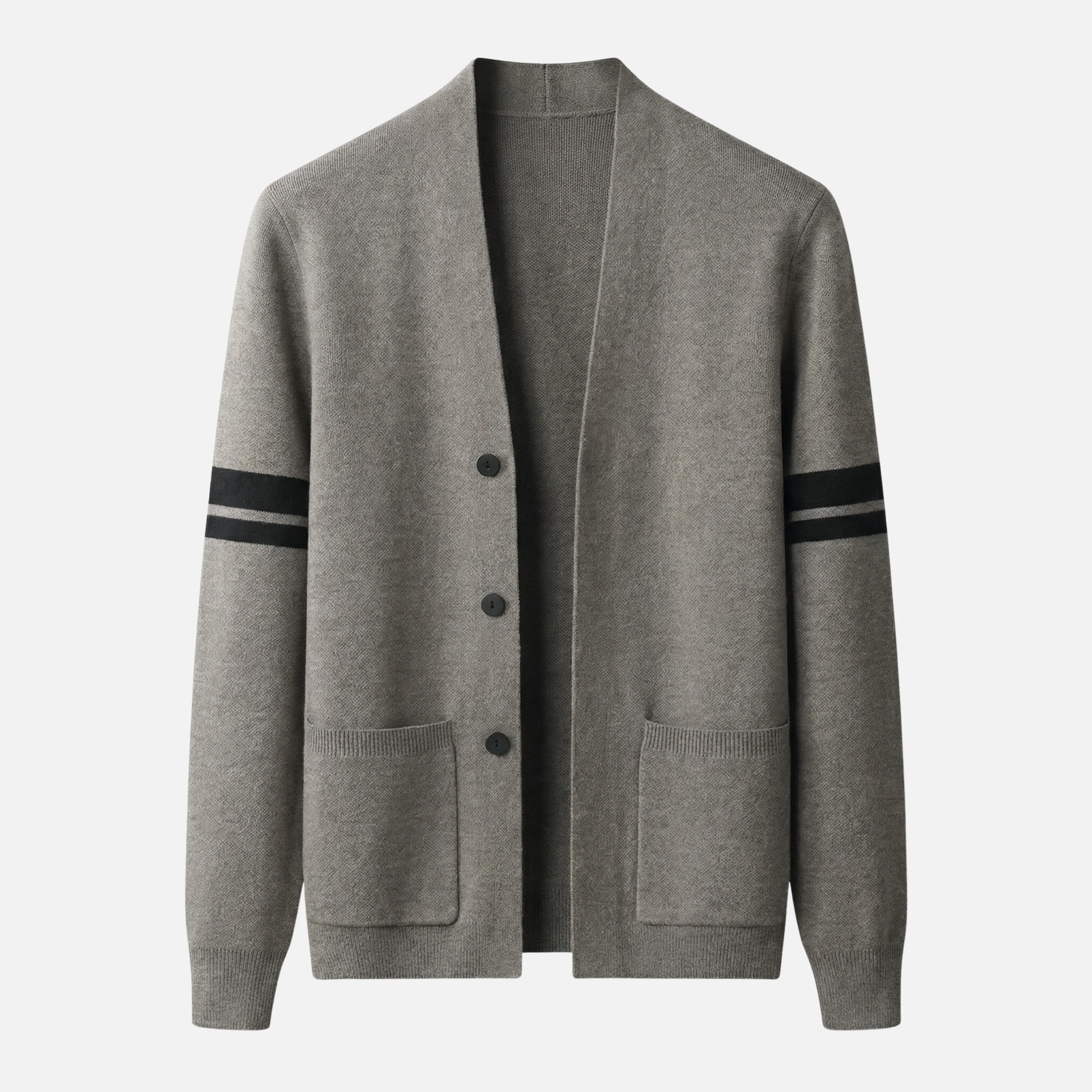 Erik | Herren Strick-Cardigan Gestreifte Ärmel Moderne Passform – Streifen Cardigan - Image 10