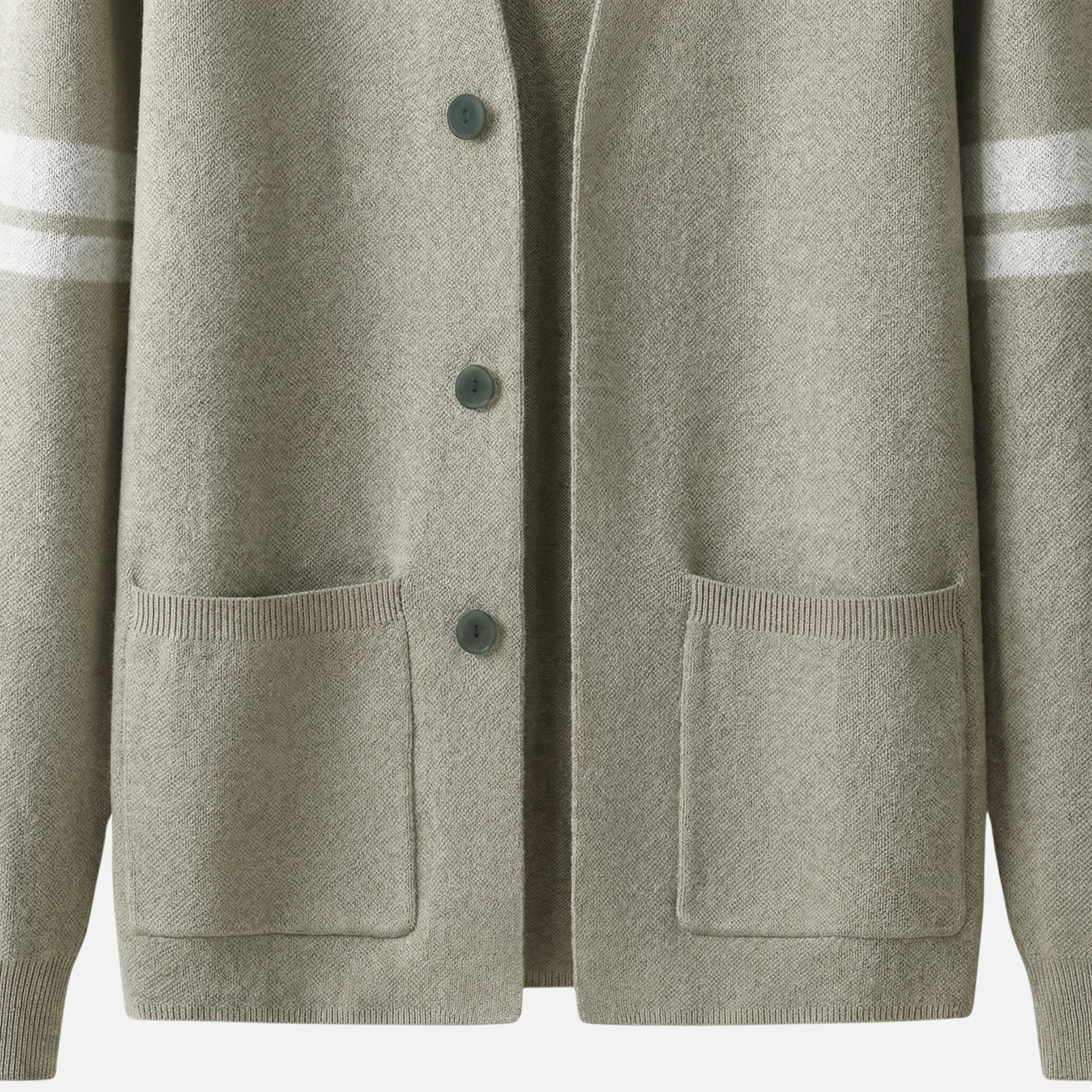 Erik | Herren Strick-Cardigan Gestreifte Ärmel Moderne Passform – Streifen Cardigan - Image 5