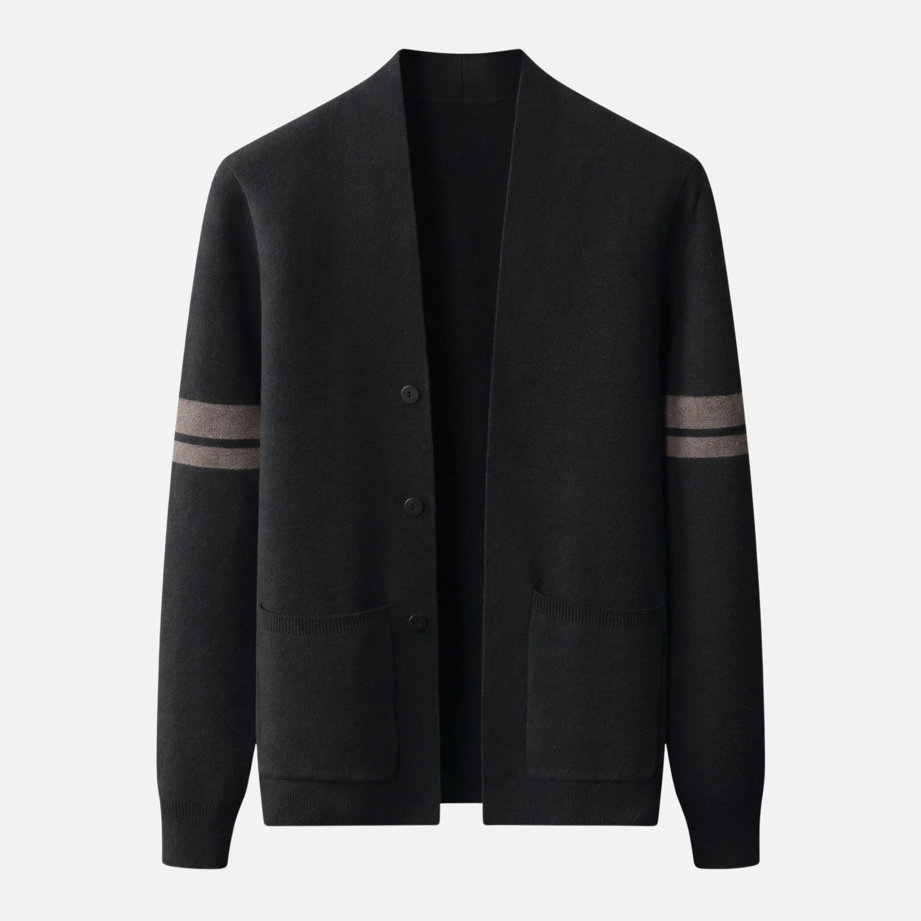 Erik | Herren Strick-Cardigan Gestreifte Ärmel Moderne Passform – Streifen Cardigan - Image 7