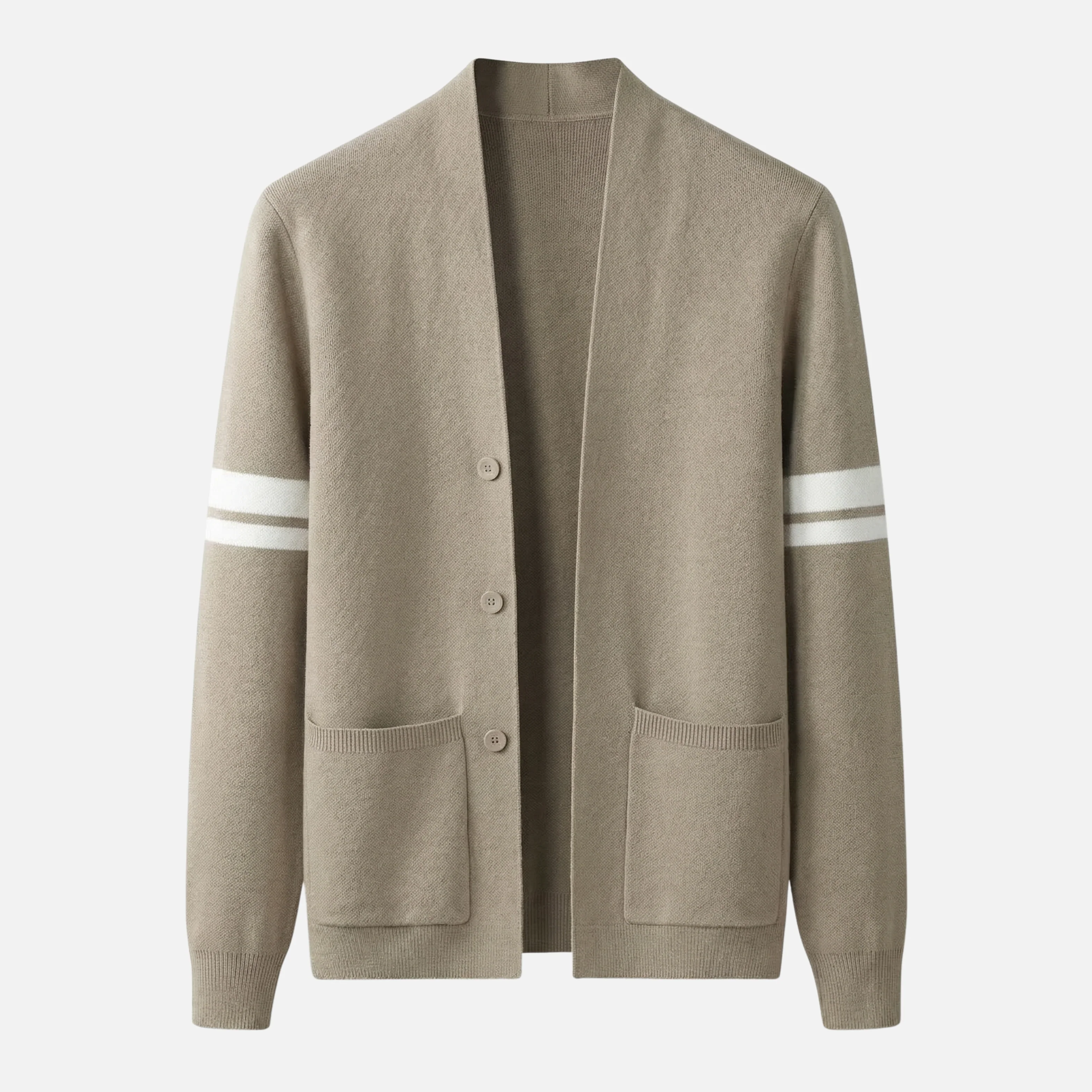 Erik | Herren Strick-Cardigan Gestreifte Ärmel Moderne Passform – Streifen Cardigan - Image 8