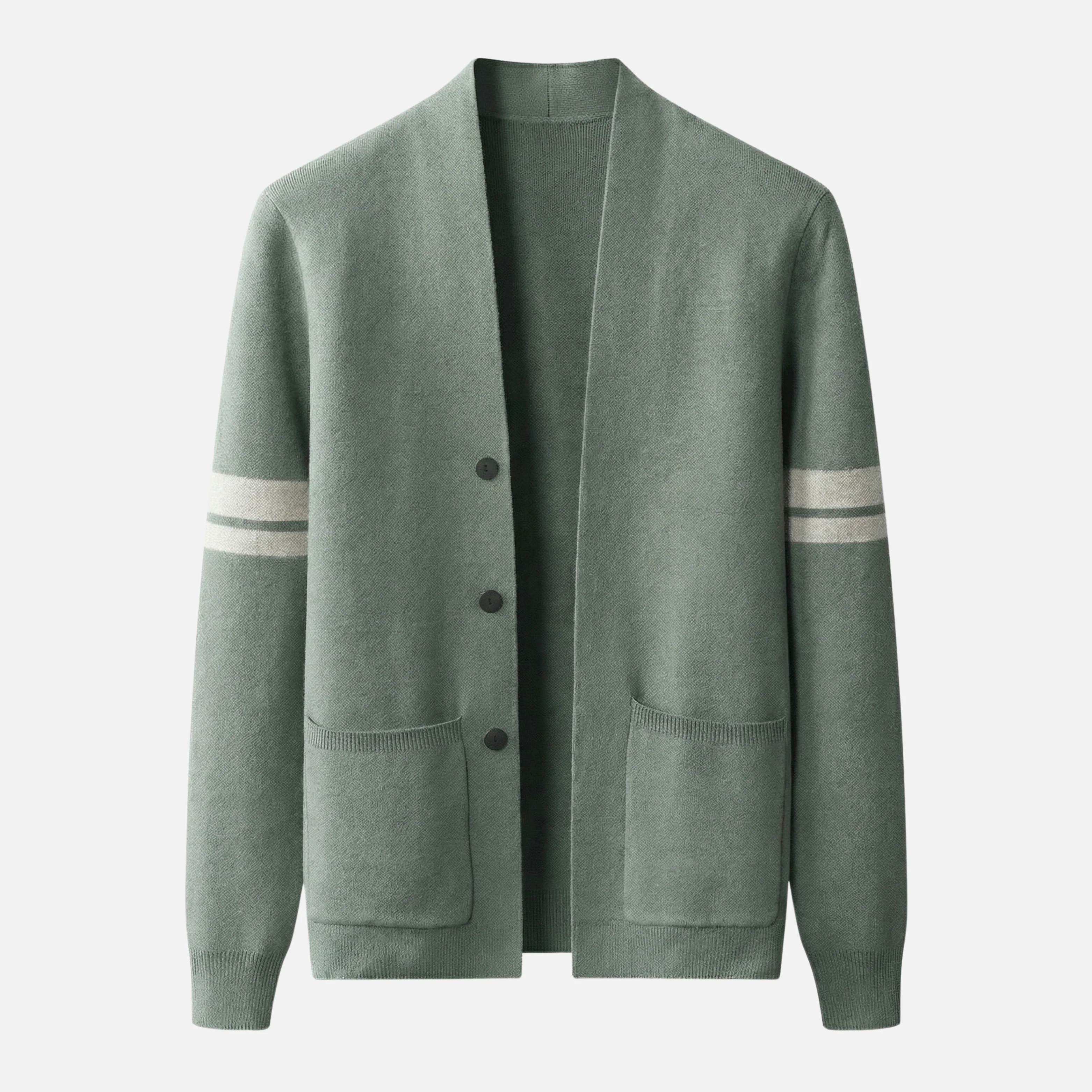 Erik | Herren Strick-Cardigan Gestreifte Ärmel Moderne Passform – Streifen Cardigan - Image 9