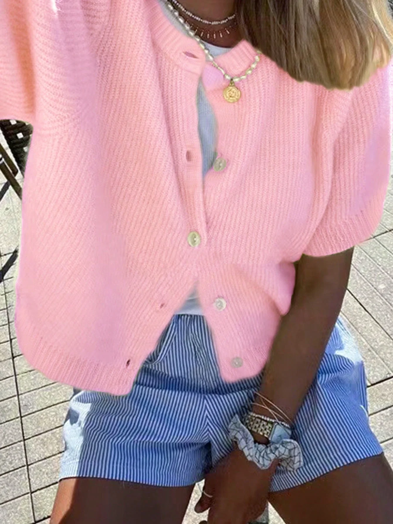 Strick-Cardigan mit kurzen Ärmeln – Lässig, Leicht & Ideal für den Sommer - Image 4
