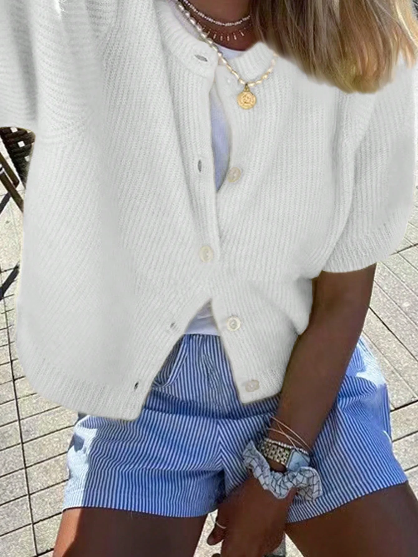 Strick-Cardigan mit kurzen Ärmeln – Lässig, Leicht & Ideal für den Sommer - Image 5