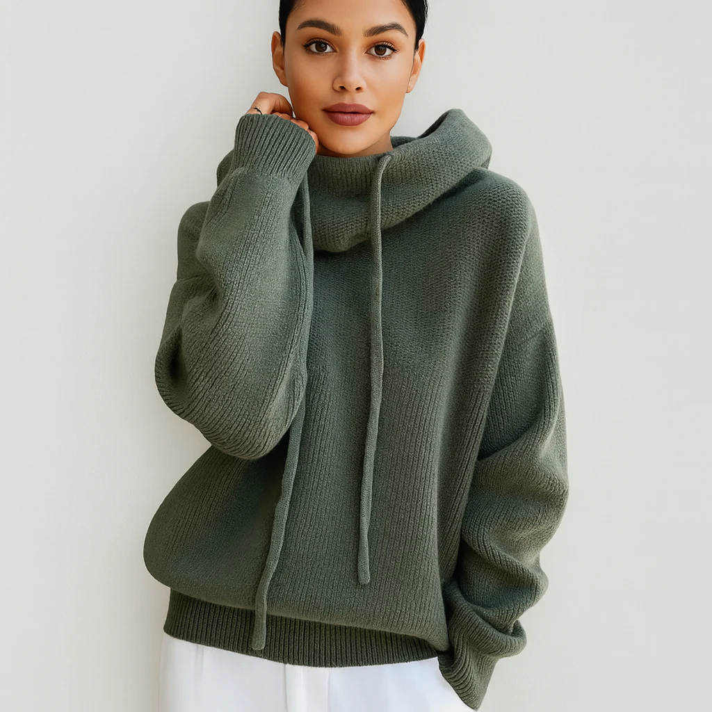Strick-Hoodie mit Relaxed Fit – Weiter Rollkragen – Lässige Eleganz für jeden Tag - Image 4