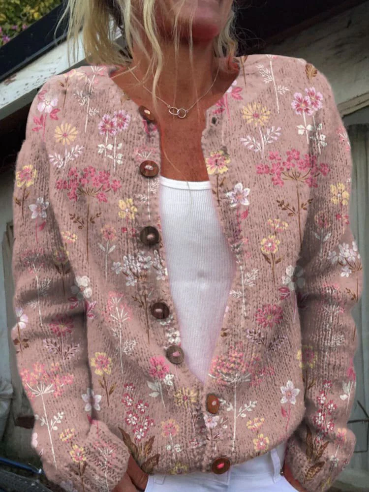 Strickjacke mit Blumenstickerei für Damen | Mit Knopfleiste - Image 3