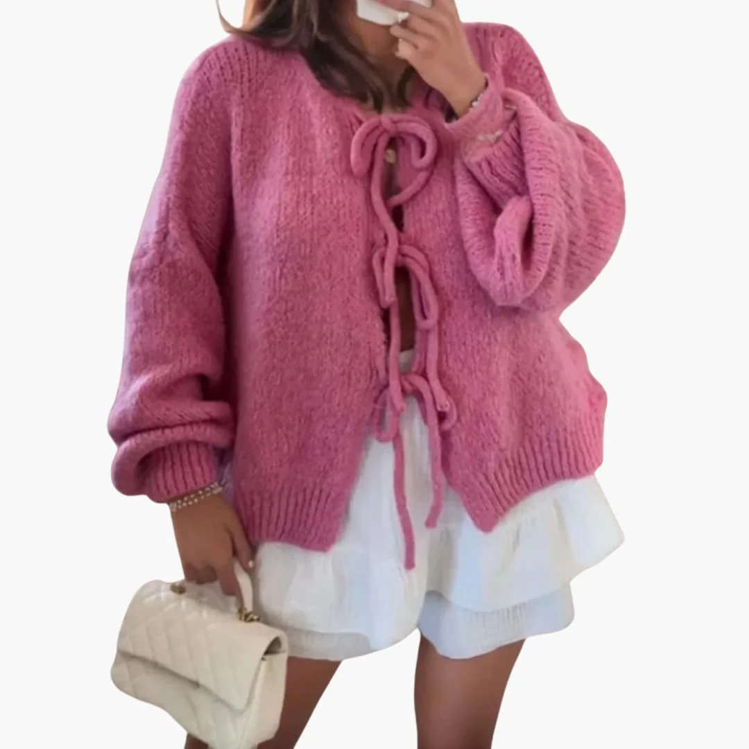 Strickjacke mit Schleifenverschluss für Damen - Image 5