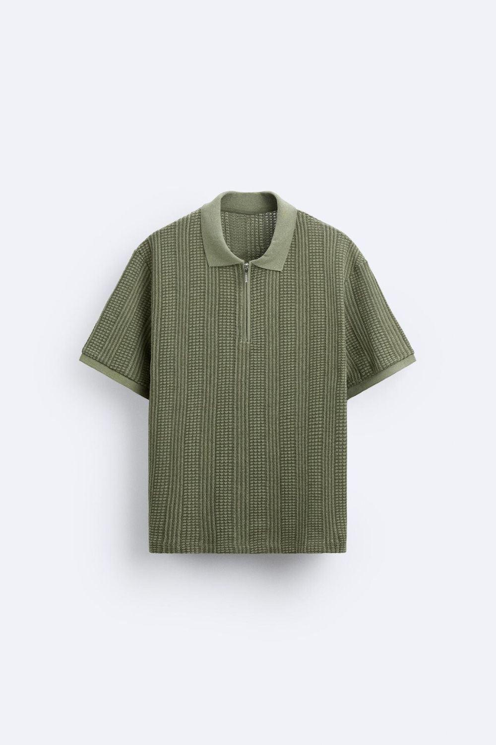Strukturiertes Strick-Polo mit Reißverschluss - Image 10