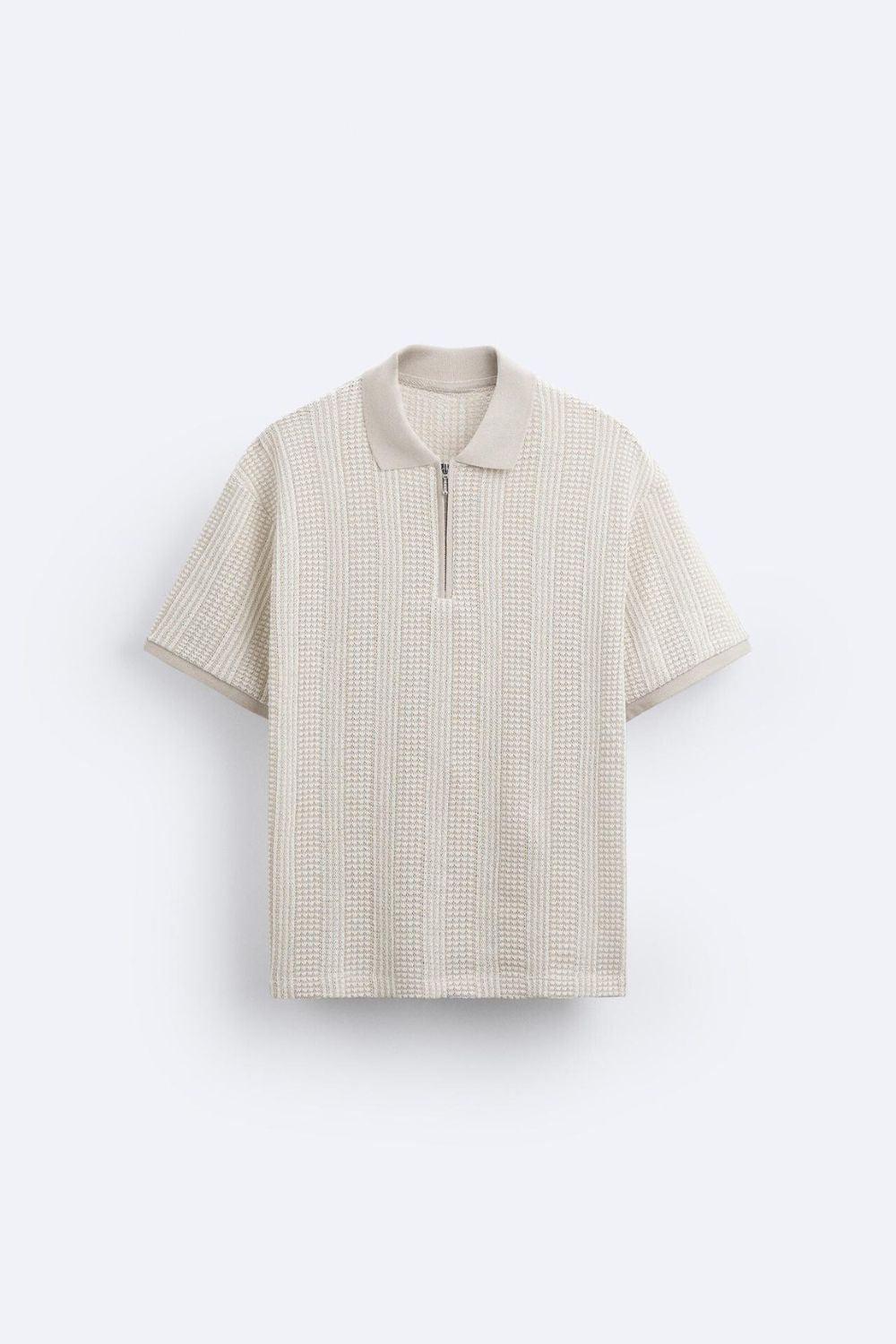 Strukturiertes Strick-Polo mit Reißverschluss - Image 9