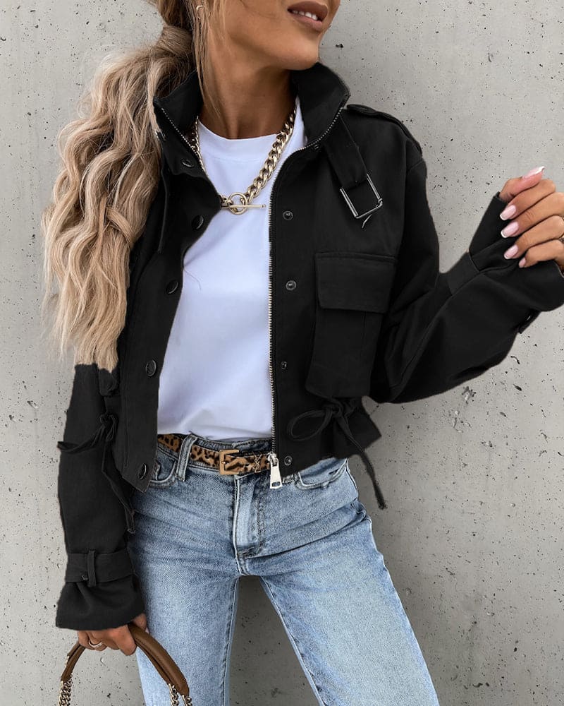Stylische Beschnittene Übergangsjacke für Damen | mit Taschen - Image 3