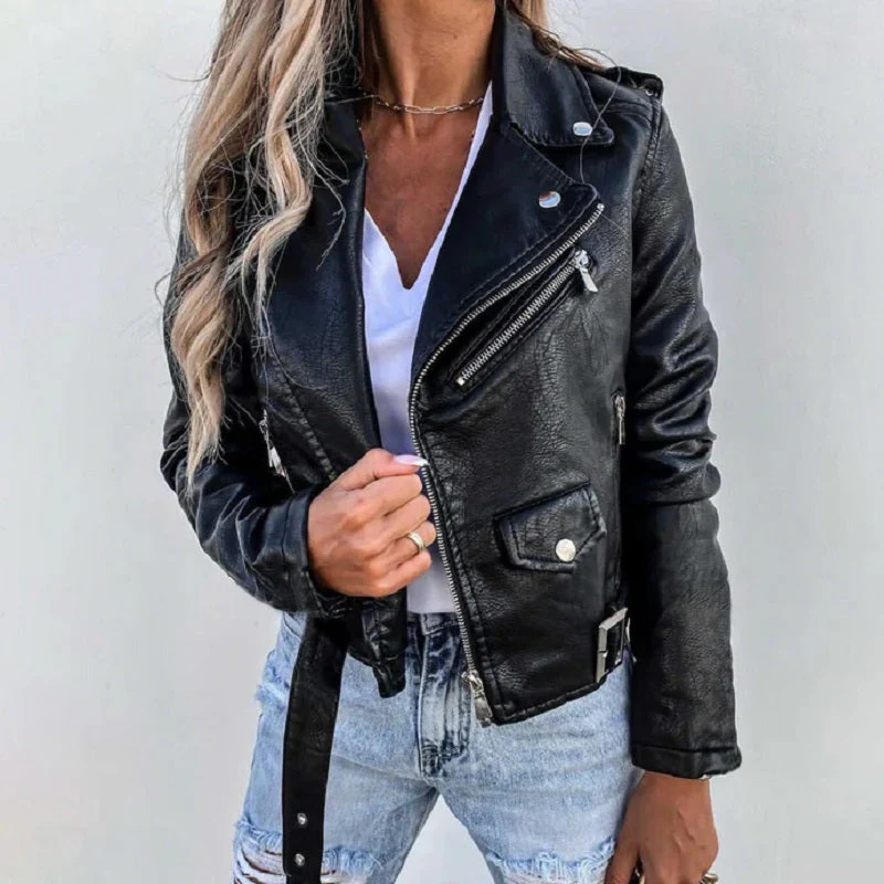 Stylische Bikerjacke für Damen | Reverskragen - Image 2