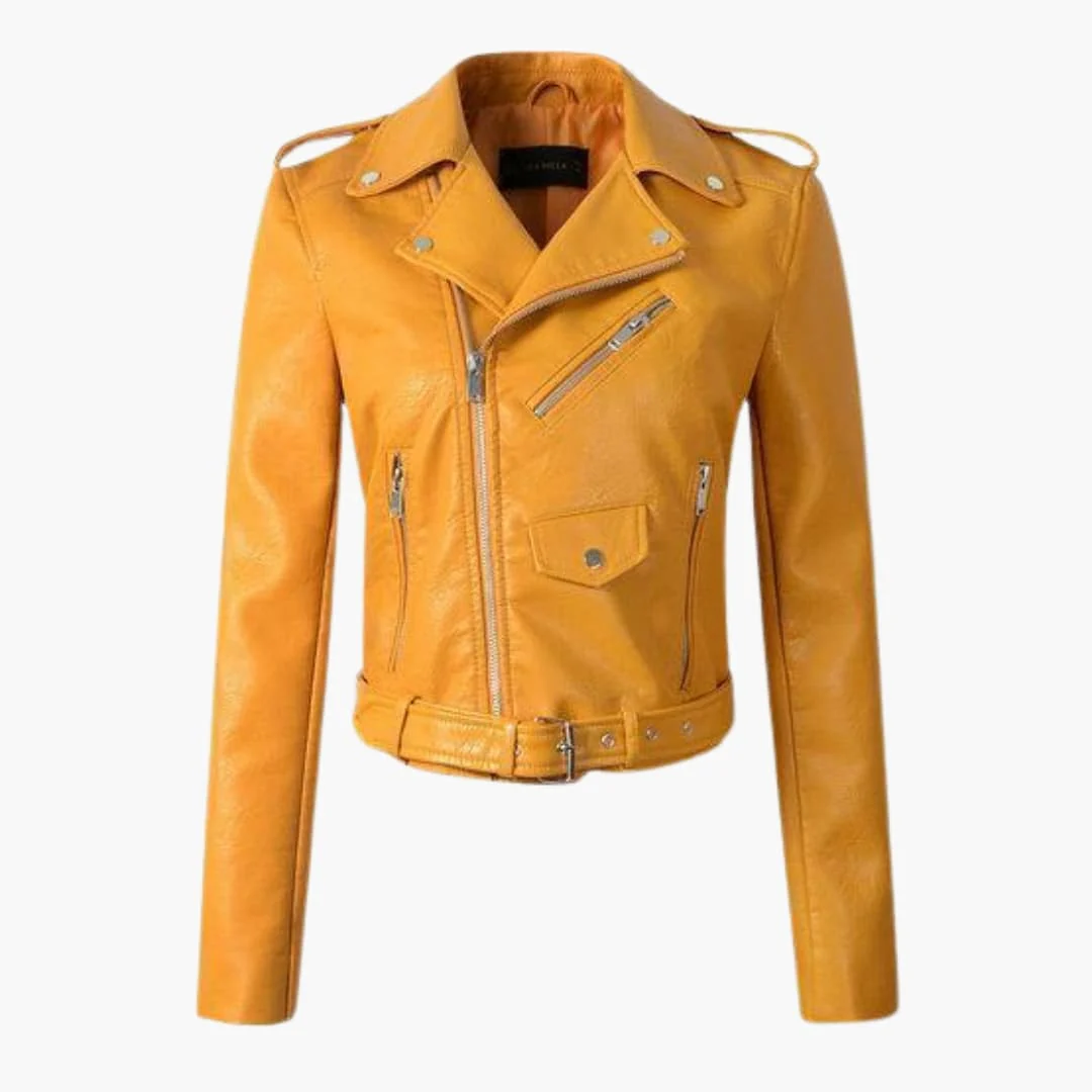 Stylische Damen Bikerjacke mit Reverskragen und Reißverschlusstaschen - Image 4