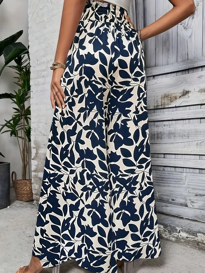 Sunniva – Palazzohose mit weitem Bein und Blattmuster - Image 3