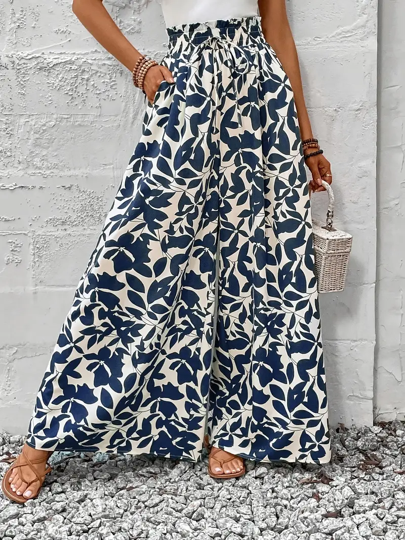 Sunniva – Palazzohose mit weitem Bein und Blattmuster - Image 6