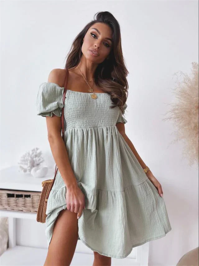 Sydney – Serenity Off-Shoulder-Smocked-Baumwollkleid - Image 3