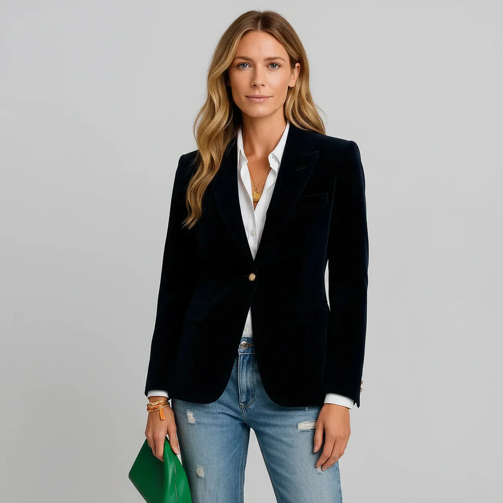 Bettina | Damen Taillierter Samtblazer Ein-Knopf – Samtblazer Tailliert Elegant 2026 - Image 3