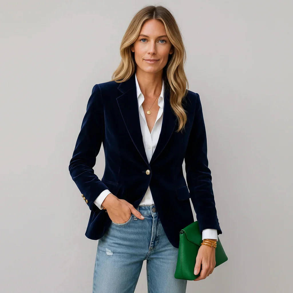 Bettina | Damen Taillierter Samtblazer Ein-Knopf – Samtblazer Tailliert Elegant 2026 - Image 4