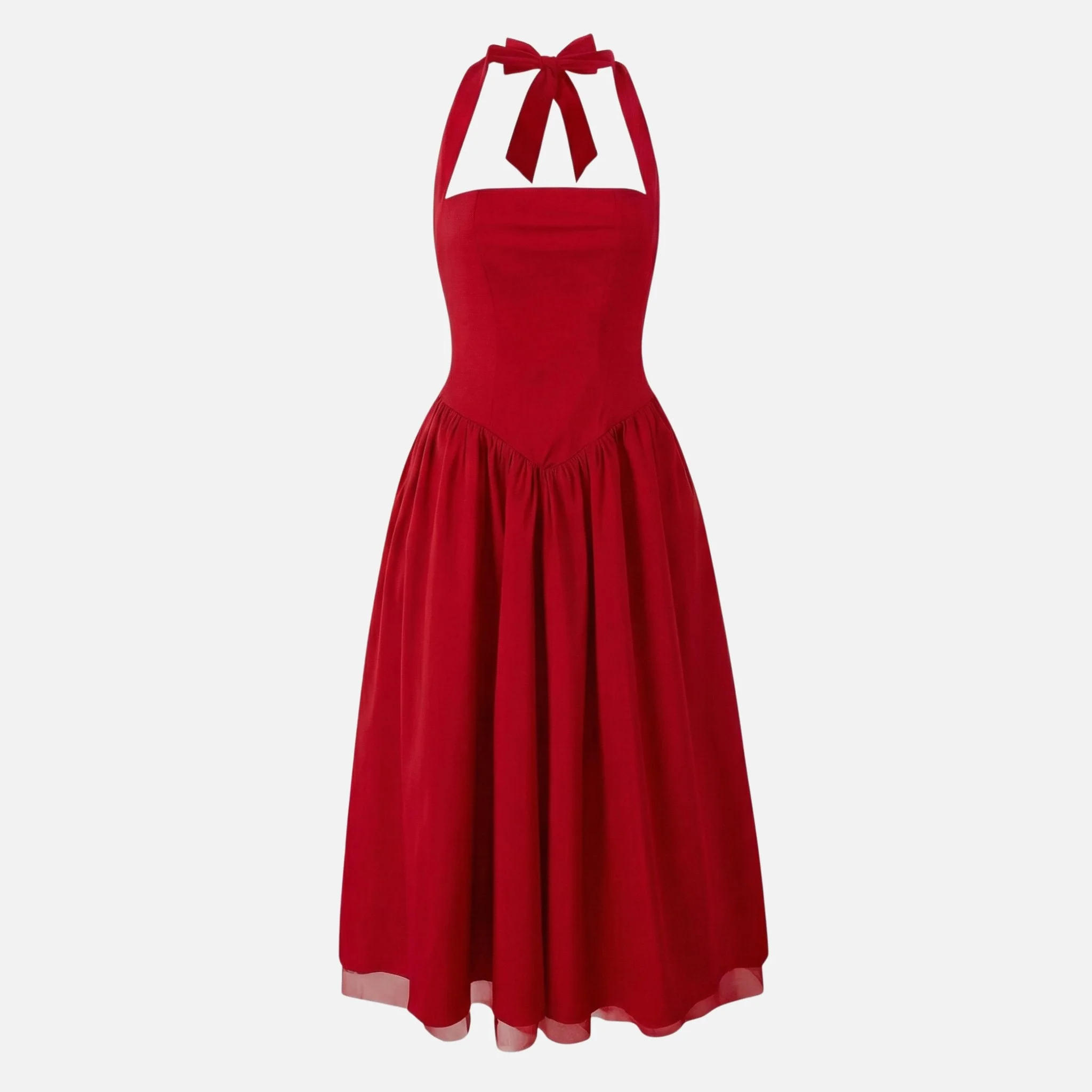Ursula | Damen Tailliertes Midi-Schwingkleid Neckholder – Fit & Flare Midi - Image 10