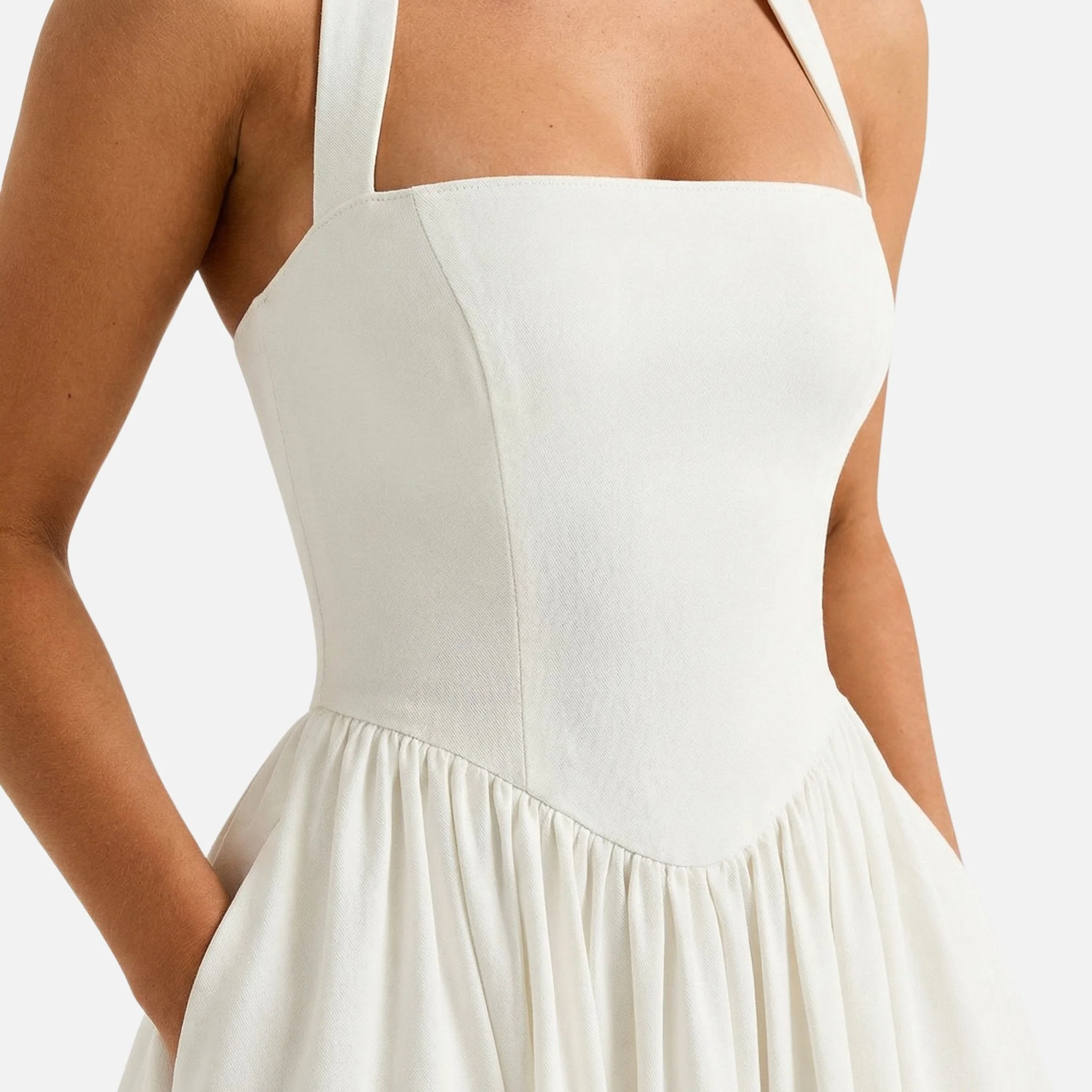 Ursula | Damen Tailliertes Midi-Schwingkleid Neckholder – Fit & Flare Midi - Image 4