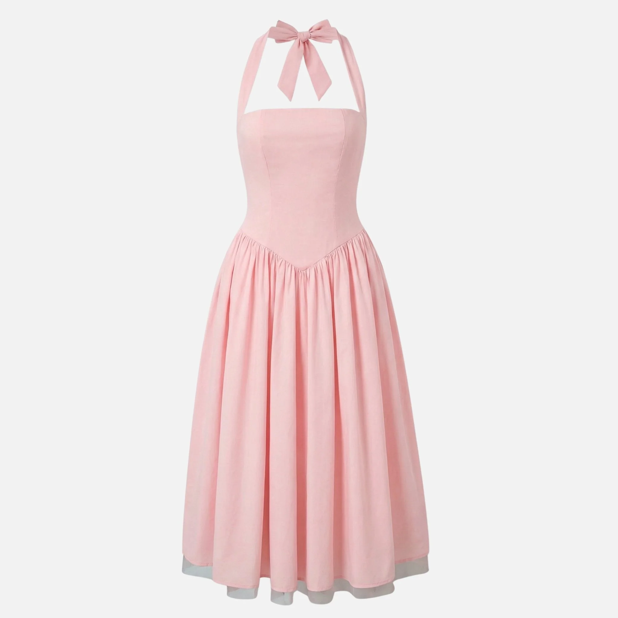 Ursula | Damen Tailliertes Midi-Schwingkleid Neckholder – Fit & Flare Midi - Image 7