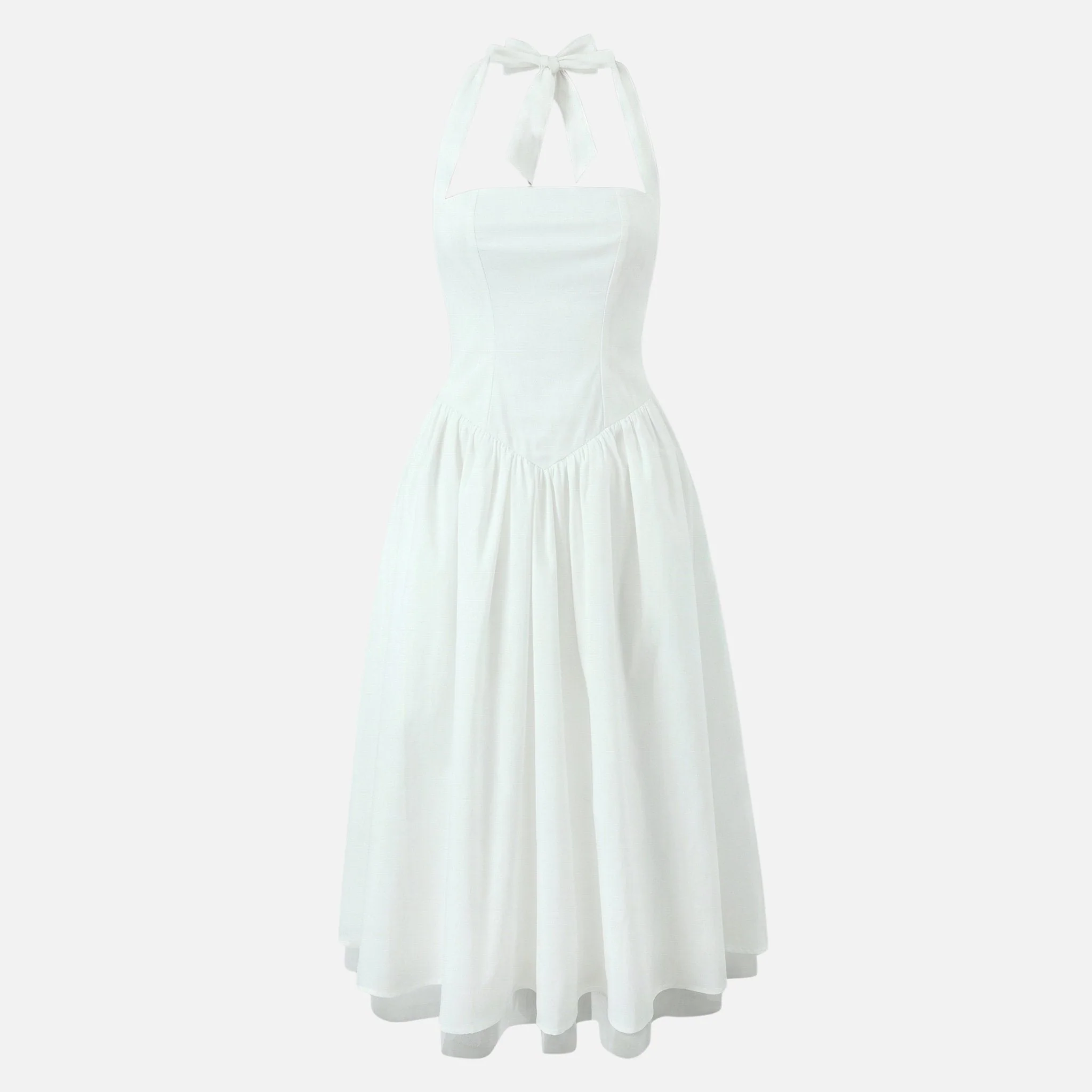Ursula | Damen Tailliertes Midi-Schwingkleid Neckholder – Fit & Flare Midi - Image 8