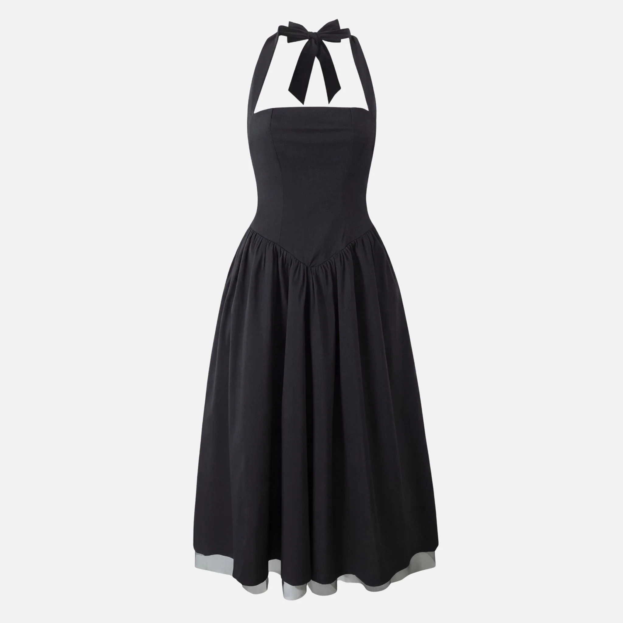 Ursula | Damen Tailliertes Midi-Schwingkleid Neckholder – Fit & Flare Midi - Image 9